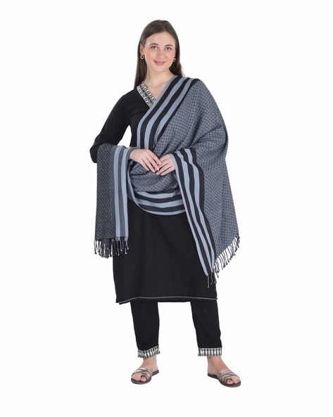 Women Striped Stole with Tassels Price in India