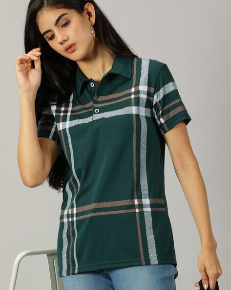 Women Checks Polo T-shirt