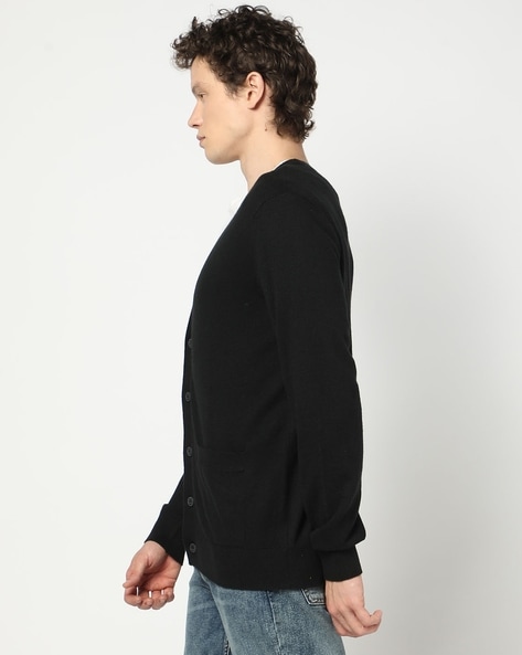 Button down black sweater best sale