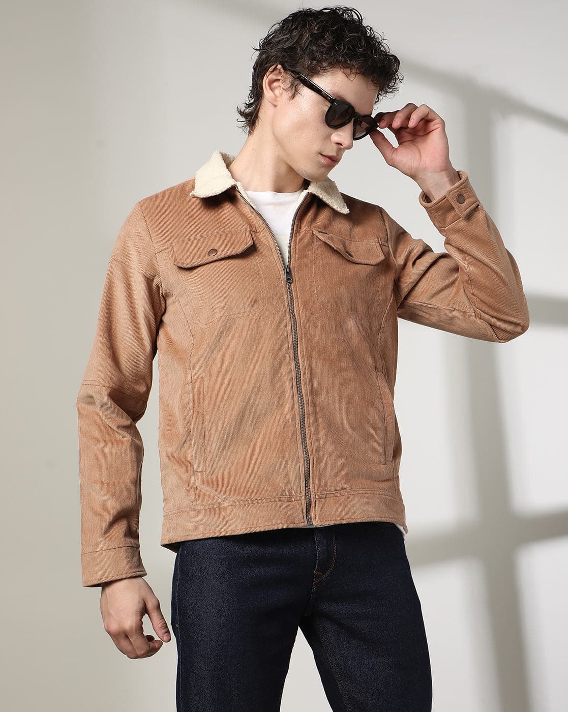Buy DNMX Men Corduroy Regular Fit Deni Online | Ajio.com