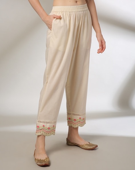 Women Scallop Hem Palazzo Pants Price in India