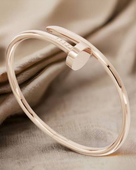 Skysixty Women Rose Gold-Plated Nail Cuff Bracelet