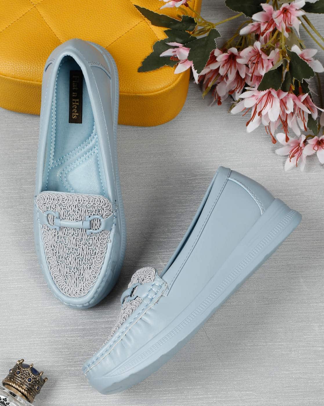 Dress Shoes Light Blue Girls Shoes Buy Blue Casual Shoes For Women By Flat  N Heels Online - Main Image