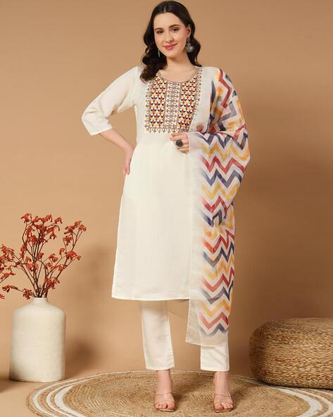 Women Embroidered Straight Kurta Set Price in India