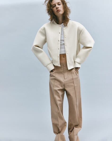 Women Oversized Jersey Bomber Jacket