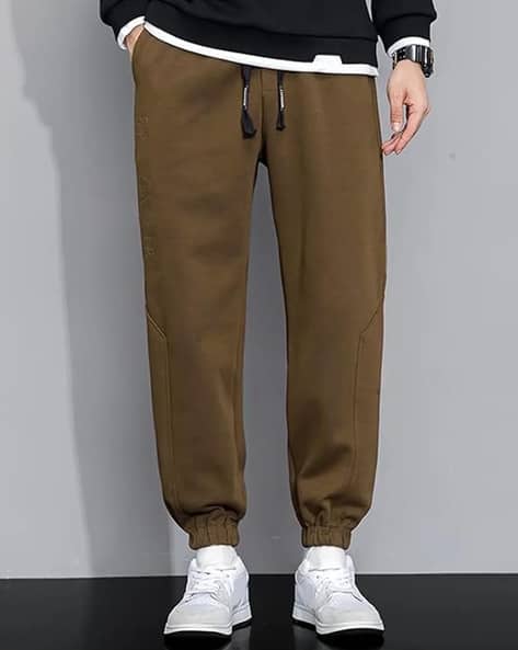 Men Ankle-Length Track Pants with Drawstring Waist