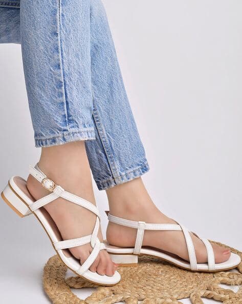 Girls Strappy Heeled Sandals with Buckle Closure