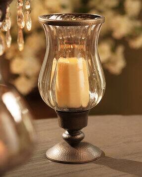 pure home and living Antique Finish Glass Hurricane with Hammered Metal Base-picture-51