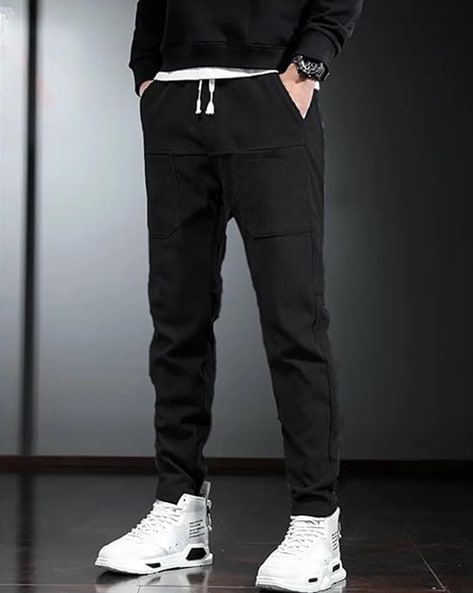 Men Ankle-Length Track Pants with Drawstring Waist