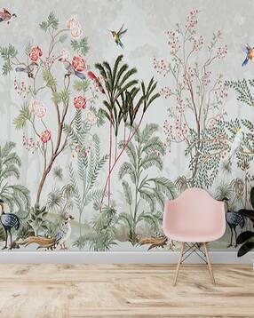 Mughal Garden Wall Leaves Wallpaper