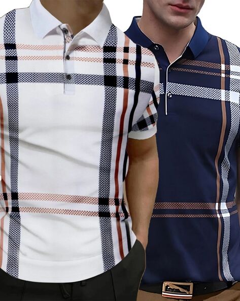 Pack of 2 Men Regular Fit Polo T-Shirts