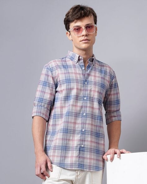 Men Checked Regular Fit Shirt with Patch Pocket