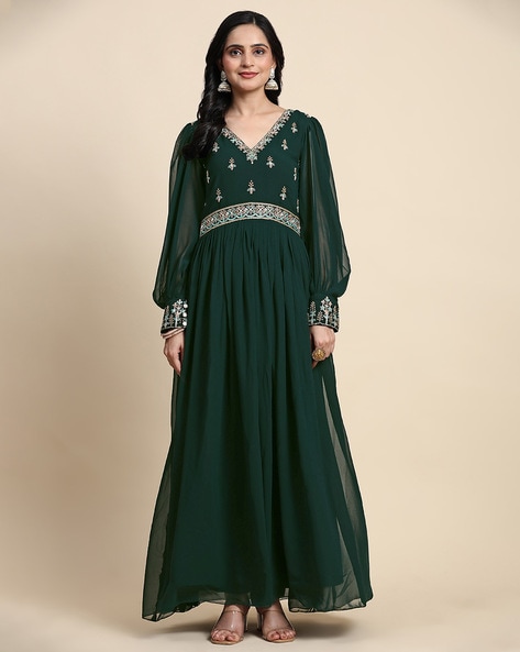 Women Embroidered Anarkali Kurta Set Price in India