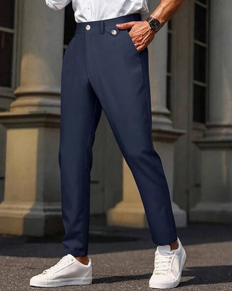Buy Blue Trousers & Pants for Men by POSHAX Online | Ajio.com 