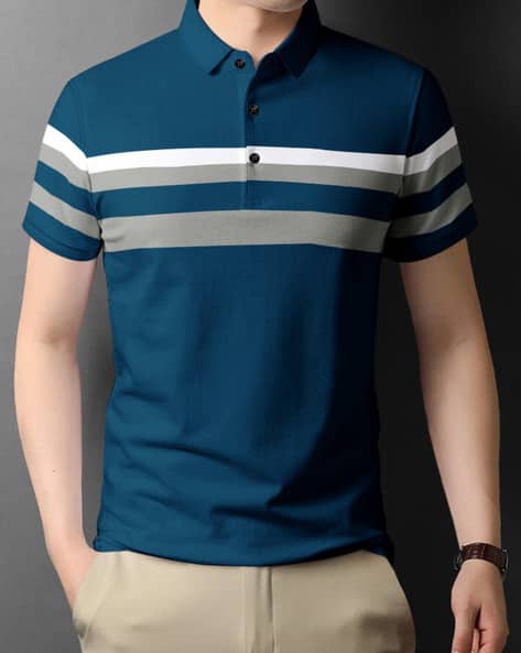 EYEBOGLER Stripes Regular Fit Polo T-shirt
