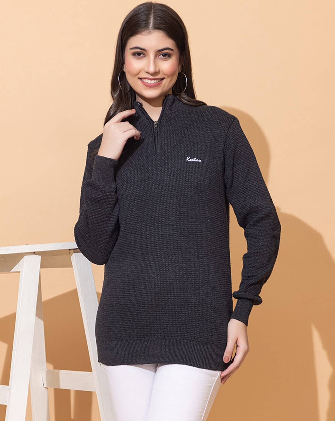 Buy Grey Sweaters & Cardigans for Women by Kvetoo Online | Ajio.com
