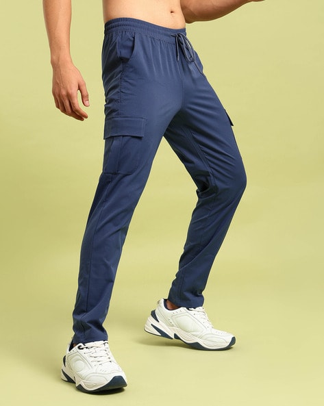 Men Fitted Track Pants with Elasticated Drawstring Waist