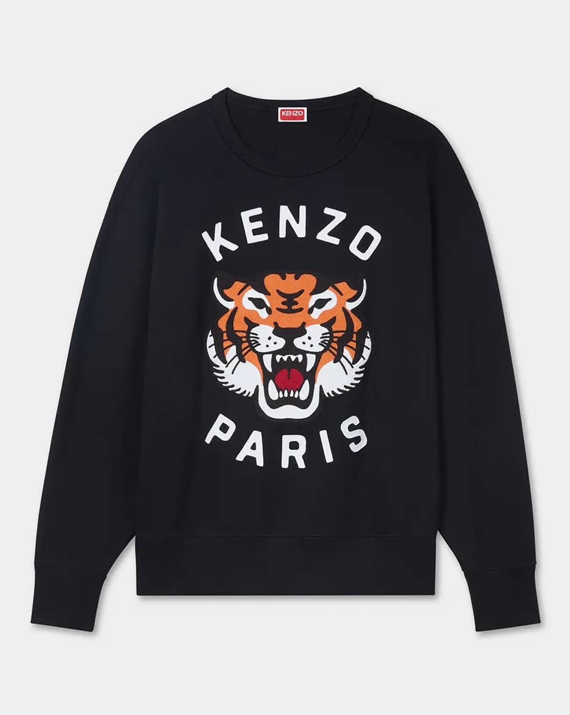 Lucky Tiger Embroidered Oversized Cotton Sweatshirt