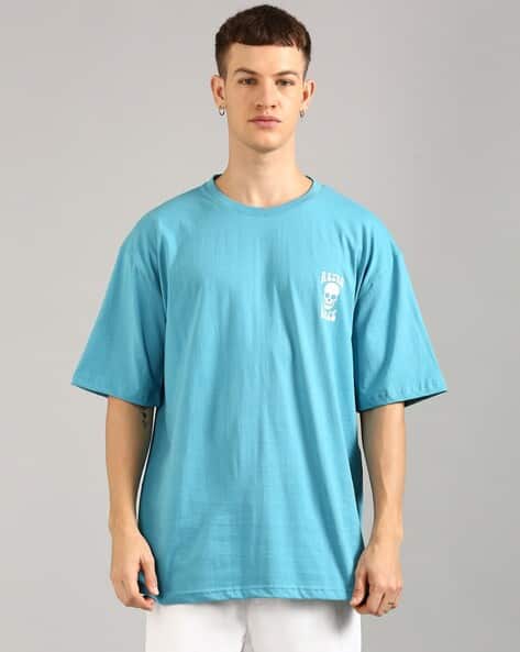 Men Typographic Print Oversized Fit Round-Neck T-Shirt