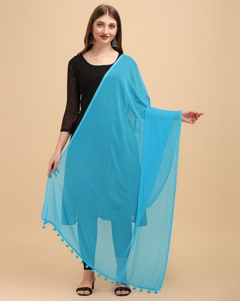 Women Chiffon Dupatta with Tassels Price in India