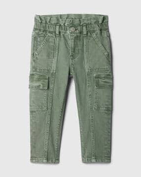 Girls Mid-Wash Mom Fit Cargo Jeans-image-22