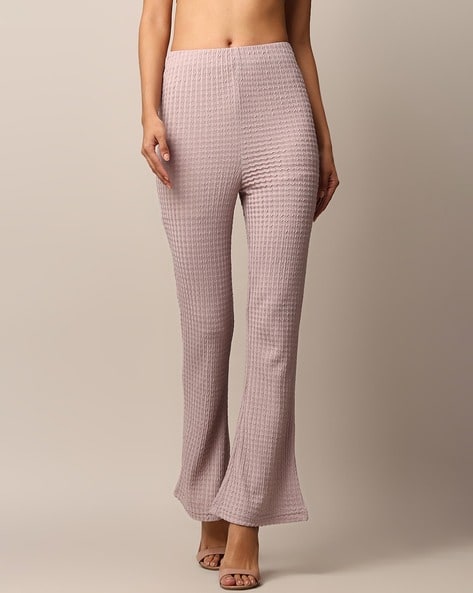 ONLY — Women Checked Flared Flat-Front Pants