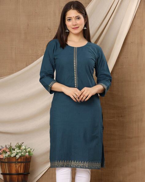 Women Embellished Straight Kurta