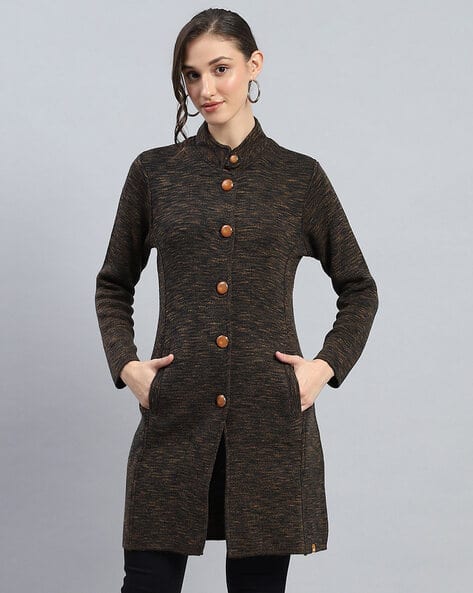 Women Regular Fit Coat with Full Sleeves