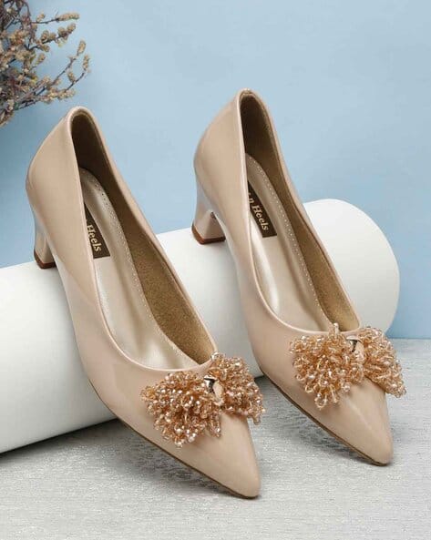Buy Beige Heeled Shoes for Women by Flat n Heels Online