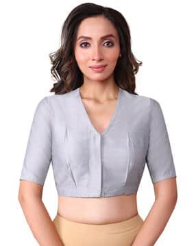 rene Women V-Neck Front Open Blouse-picture-20