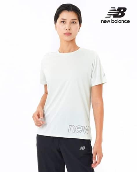 NEW BALANCE Women Sport Essentials Brand Print Relaxed Fit Crew-Neck T-Shirt