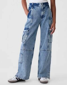 gap kids Girls Heavily Washed Baggy Fit Jeans with Cargo Pockets-picture-32