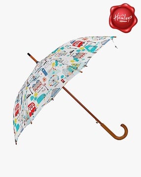 hamleys Unisex Big Ben Print Single Fold Umbrella with Wooden Handle-picture-46