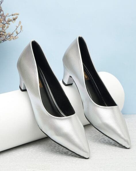Buy Silver Heeled Shoes for Women by Flat n Heels Online