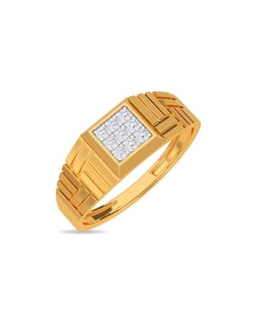 Yellow Gold Diamond Studded Ring - Casual Wear Ring For Him-image-27