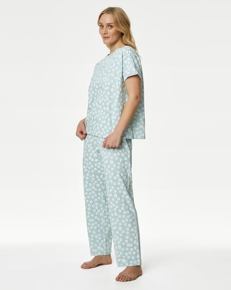 Women Printed Cotton Top Pyjamas Set