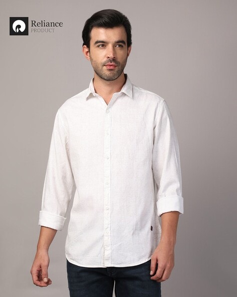 Men Micro Print Slim Fit Cotton Shirt