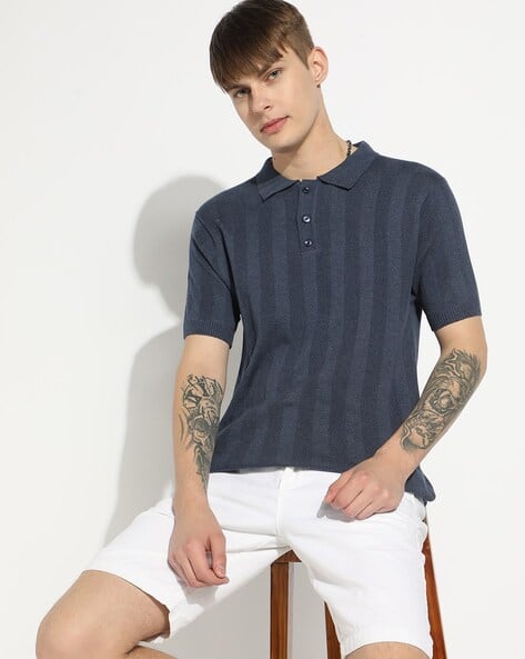 GAS Men Striped Regular Fit Cotton Pullover
