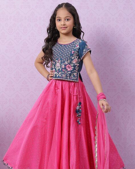 Girls Embroidered Flared Lehenga Choli Set with Dupatta