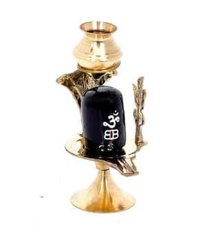 navyaksh Shiva Lingam with Brass Abhishek Patra with Trishul Idol Showpiece-picture-31