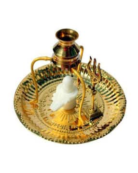 Marble Shiva Ling Kalash Stand with Trishul & Plate-image-39