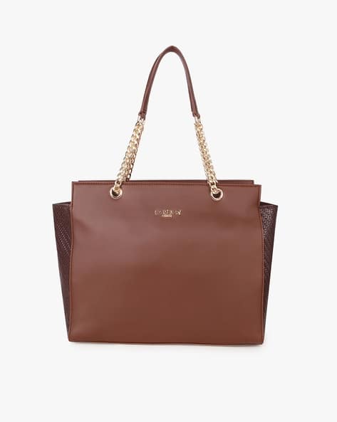 Women Logo Embossed Tote Bag with Double Handle