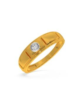 Yellow Gold Diamond Studded Ring - Logaan Diamond Ring For Him-image-30