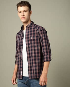 Men Checked Tailored Fit Shirt with Patch Pocket