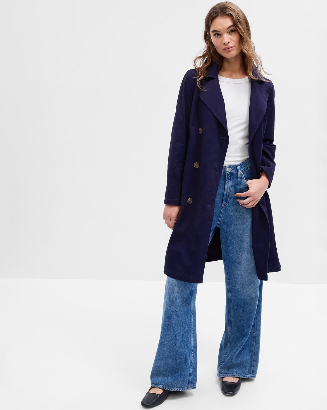 Women Trench Coat with Tie-Up Belt