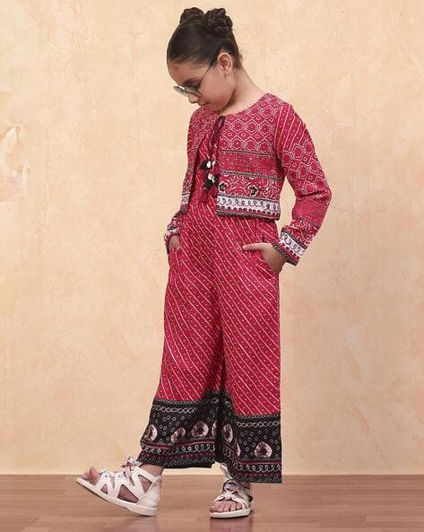 Girls Striped Jumpsuit with Jacket