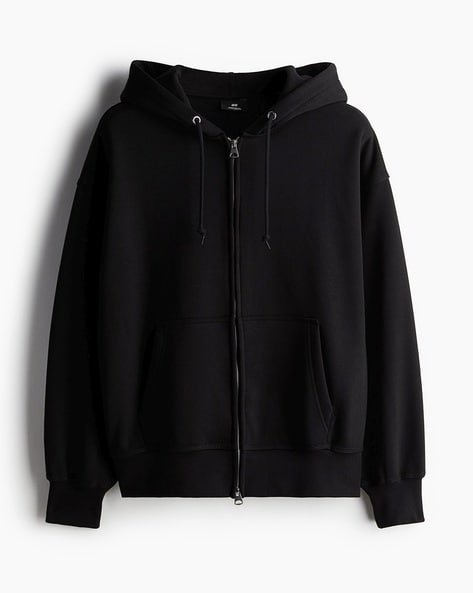 Men Oversized Fit Zip-Through Hoodie