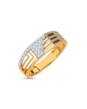 kisna jewellery Yellow Gold Diamond Studded Ring - Benjamin Ring For Him-picture-13