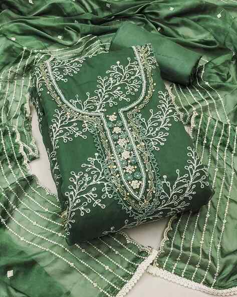 Embellished Unstitched Dress Material Price in India