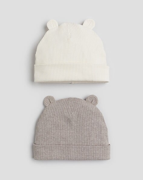 Pack of Ribbed Ear Detail Beanies